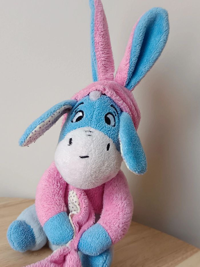 Doudou bourriquet Winnie bleu et rose - photo numéro 2