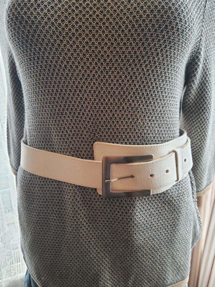 Ceinture femme en cuir blanc Accento 90cm - photo numéro 7