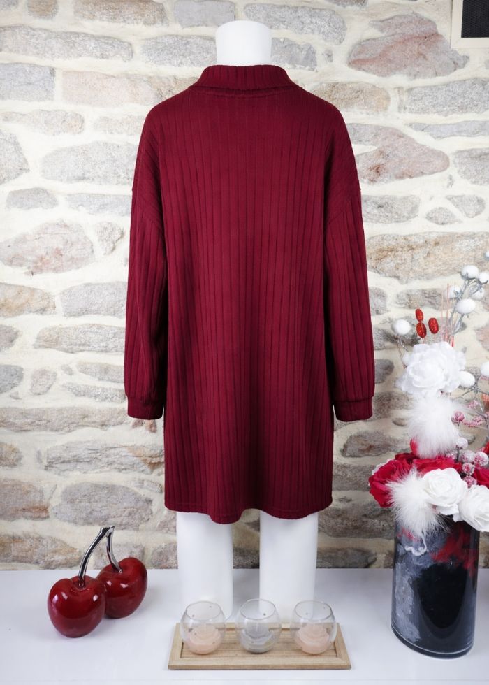 Robe pull en tricot côtelée bordeaux Femme taille 54 marque Boohoo 🌺 - photo numéro 2