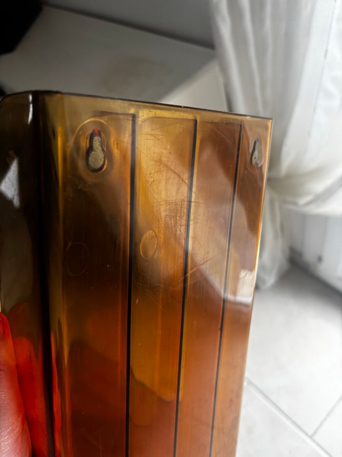 Vintage lot de deux range vinyles marron miel fumé - photo numéro 2