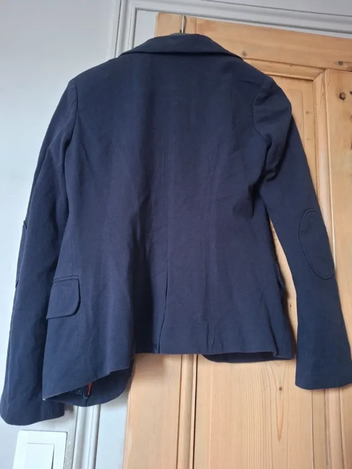 Blazer bleu marine et doublure corail aux manches - photo numéro 3