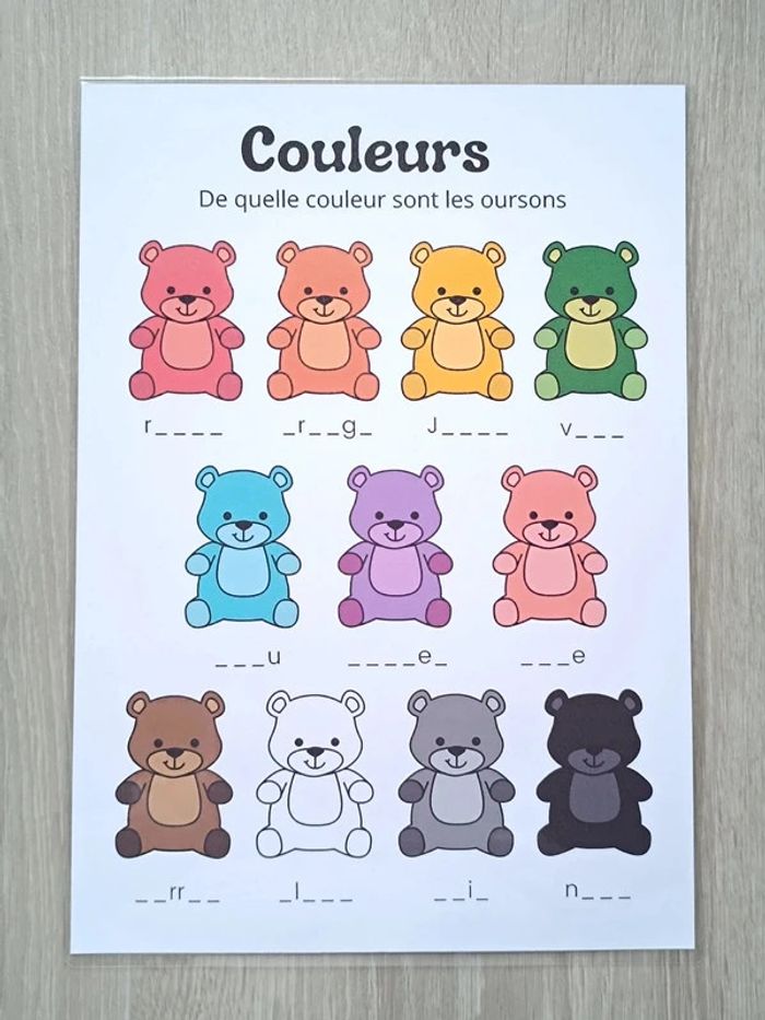 Retrouver l'orthographe des couleurs