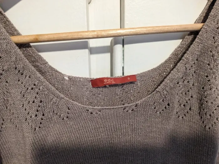 Crop-top fin EDC by Esprit, taupe lin - photo numéro 3