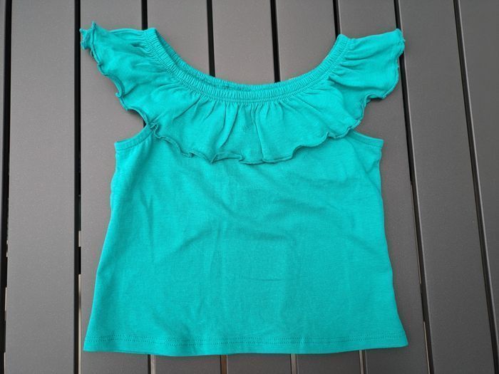 Haut T shirt été à volant vert fille 3 ans - photo numéro 4