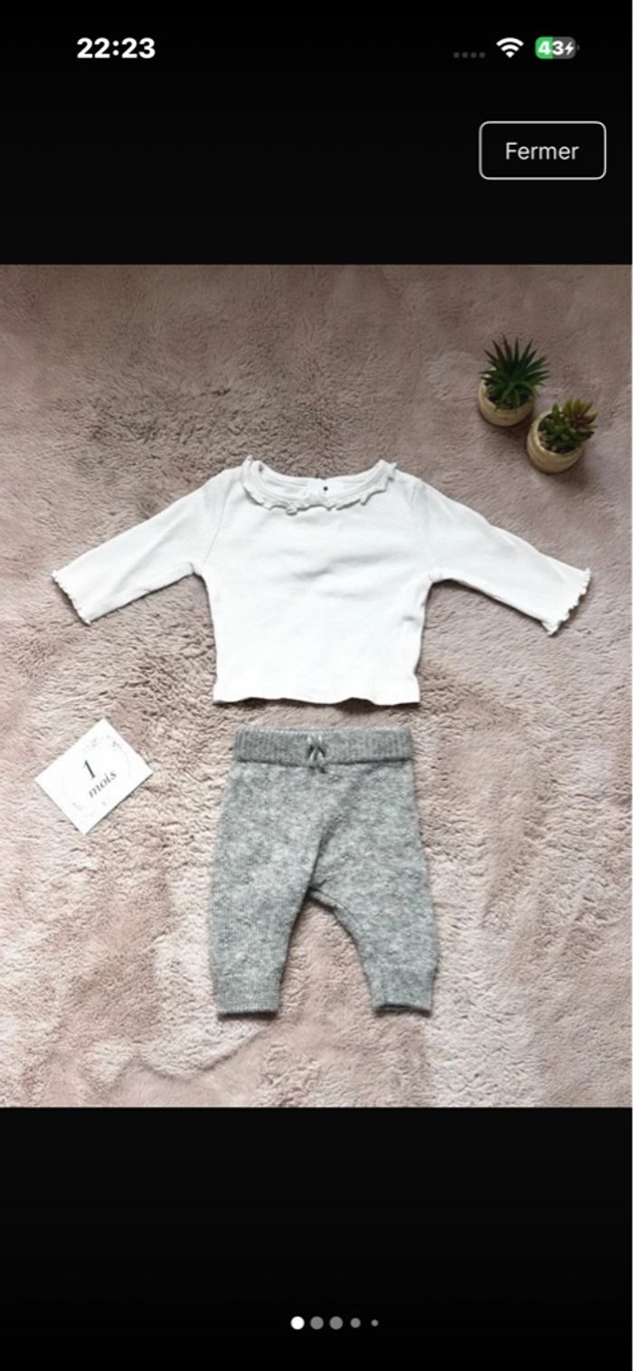 Ensemble bébé KIABI 1 mois 🤍 ultra mignon – état impeccable – coton doux - photo numéro 1