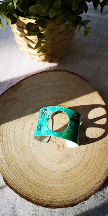 Bracelet manchette mer vert et bleu