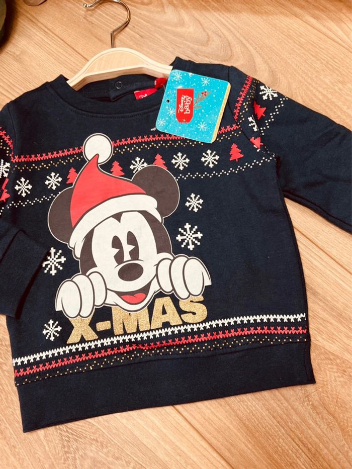 Taille 12 mois pull de noël NEUF garçon Disney bleu marine * Mickey * 💙 - photo numéro 3