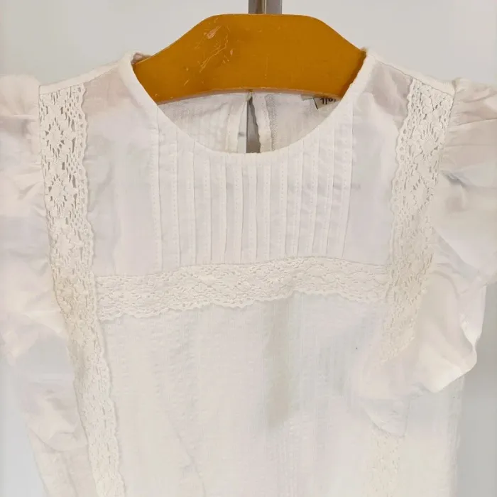 Robe blanche sans manches blanche été 7/8 ans River Island brodé à froufrou A346 - photo numéro 3