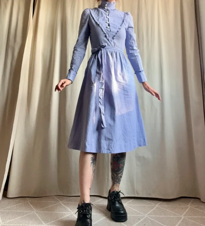 Authentic vintage Laura Ashley Cottagecore dress made in Wales Folk Prairie - Taille S - photo numéro 6