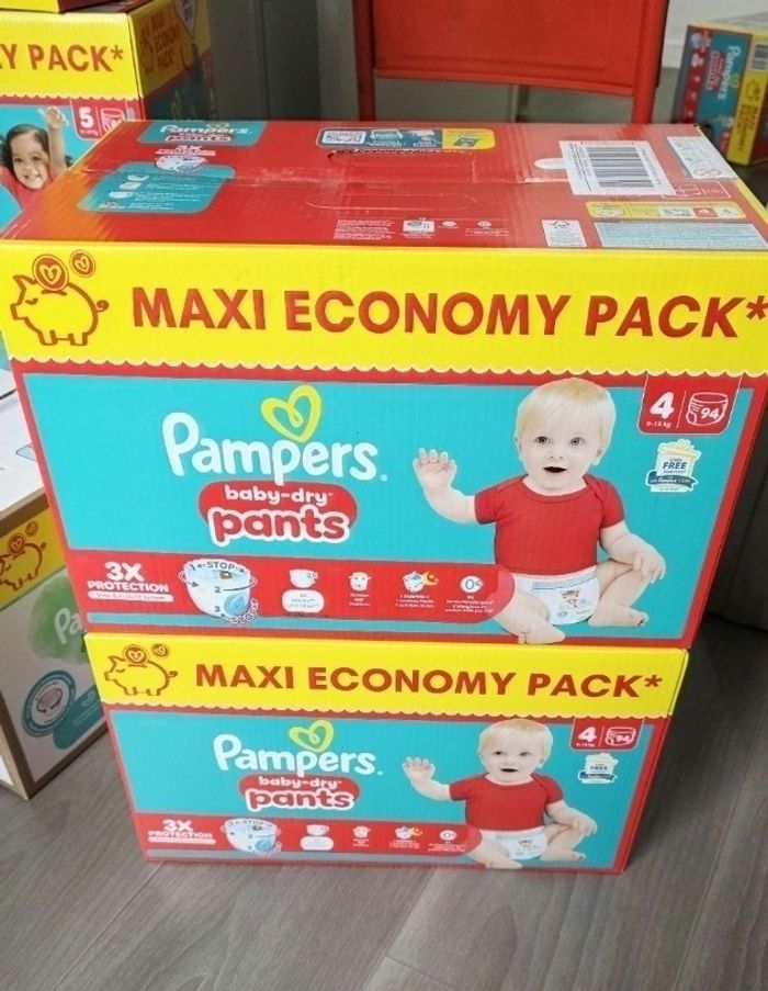 2× Couches-culottes Pampers Pants Taille 4 MAXI PACK  ×188