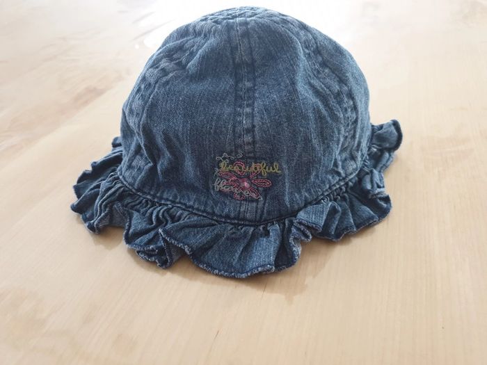 Chapeau bébé fille jeans fleurs - photo numéro 4