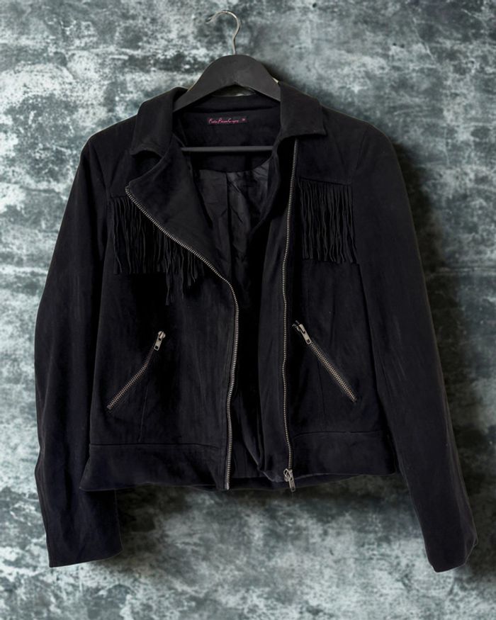 Veste noire à franges Fashion Private Company Size 36 - photo numéro 3