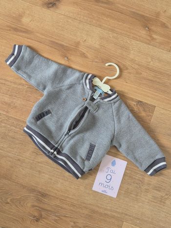 Gilet Obaibi 9 mois 71 cm gris  motif renard 
