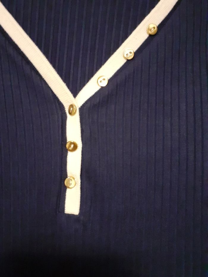 Tee-shirt  bleu Marine/crème 42/44 - photo numéro 7
