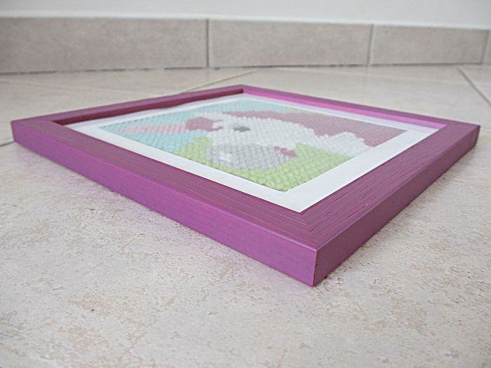 Canevas licorne dans cadre en bois violet - photo numéro 2