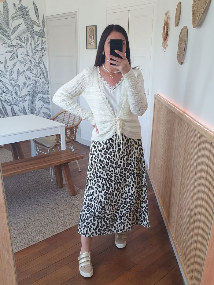 Jupe gaze de coton motif léopard Taille S/M - photo numéro 2