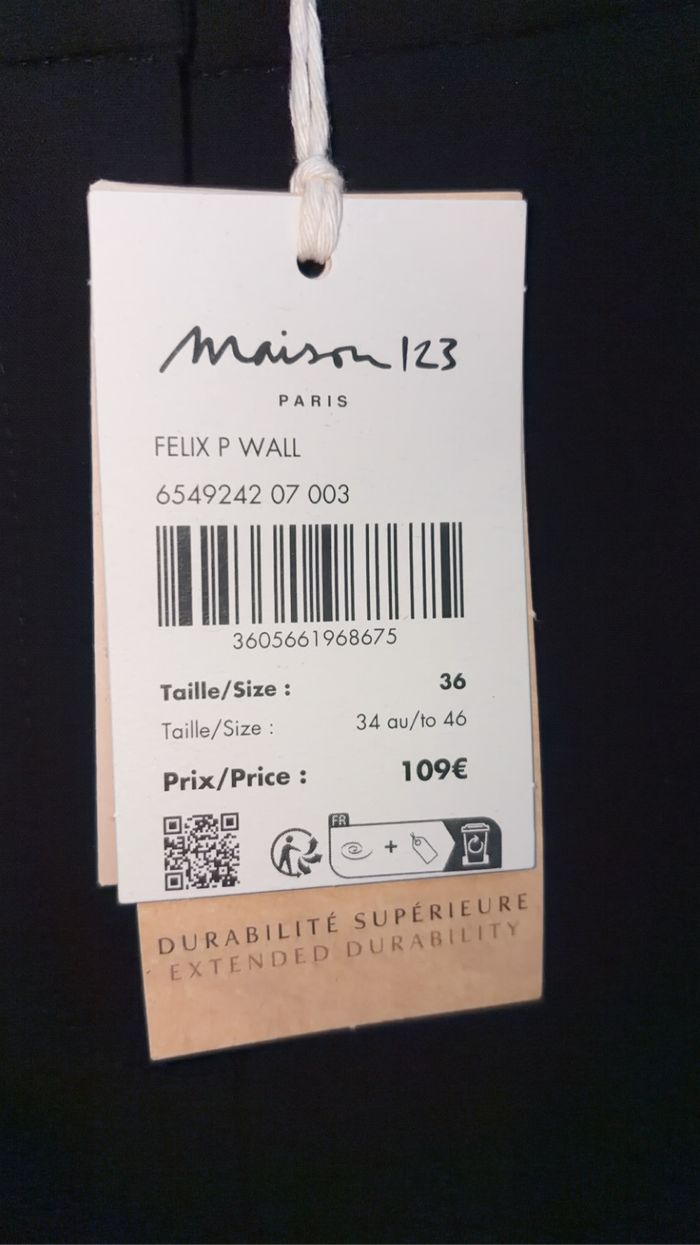 Pantalon carotte noir Maison 123 - Modèle FELIX - Neuf avec étiquette - T36 - photo numéro 3