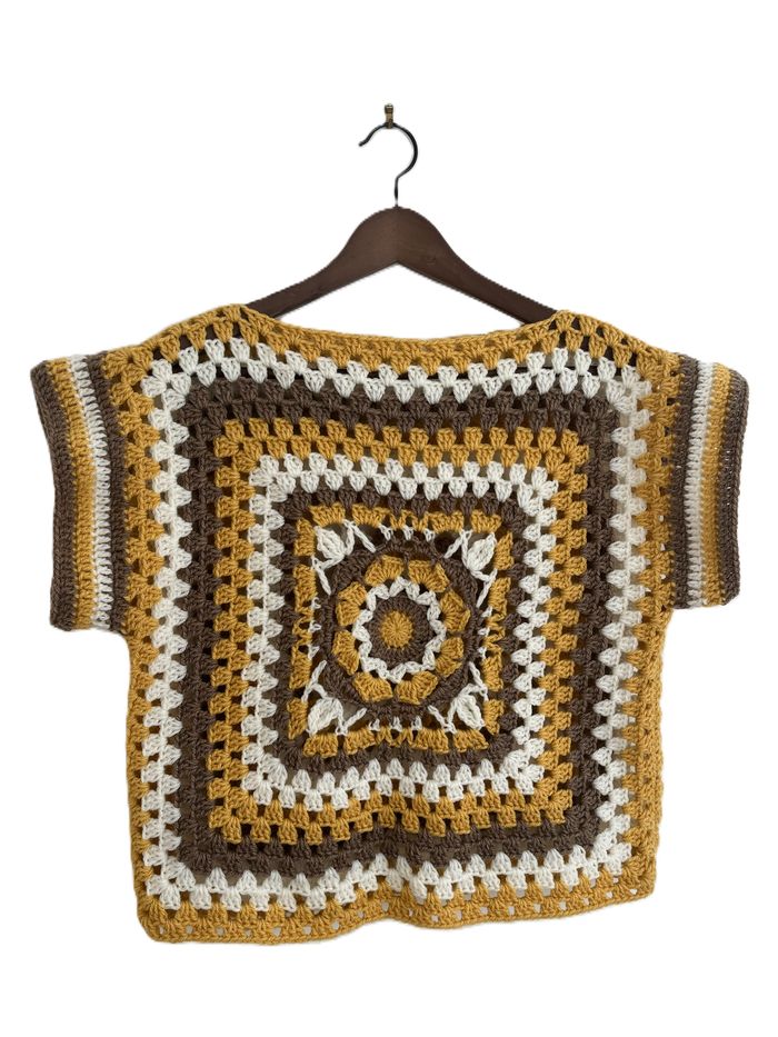 pull crochet manches courtes bohème - photo numéro 2