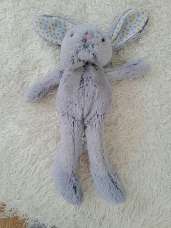 Doudou, peluche, Lapin, 35cm, couleur gris bleuté