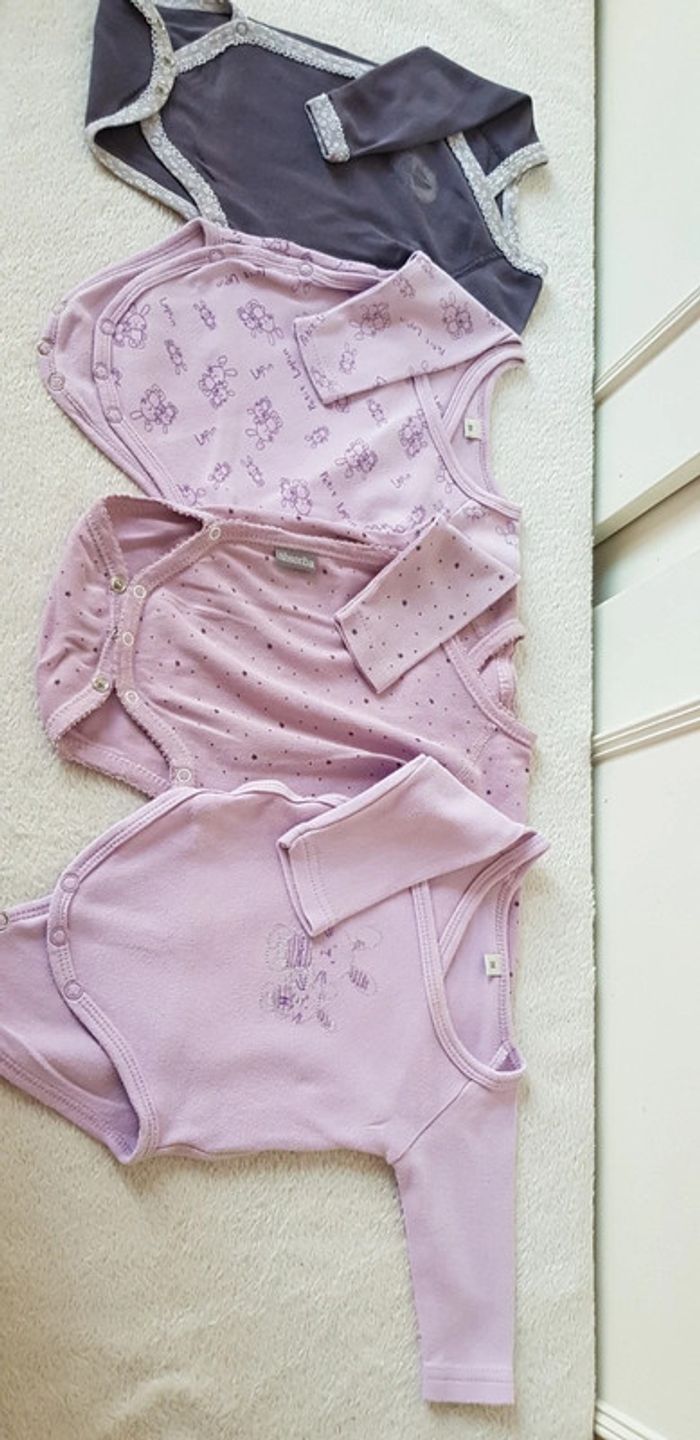 Lot de 4 bodies fille 1 mois