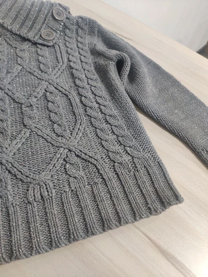 Pull col roulé gris avec filaments brillants 5 ans maille - photo numéro 4