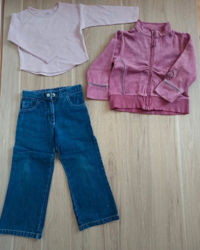 T-shirt manches longues coton gilet fermeture éclair obaibi 3 ans jean DPAM 3 ans broderie
