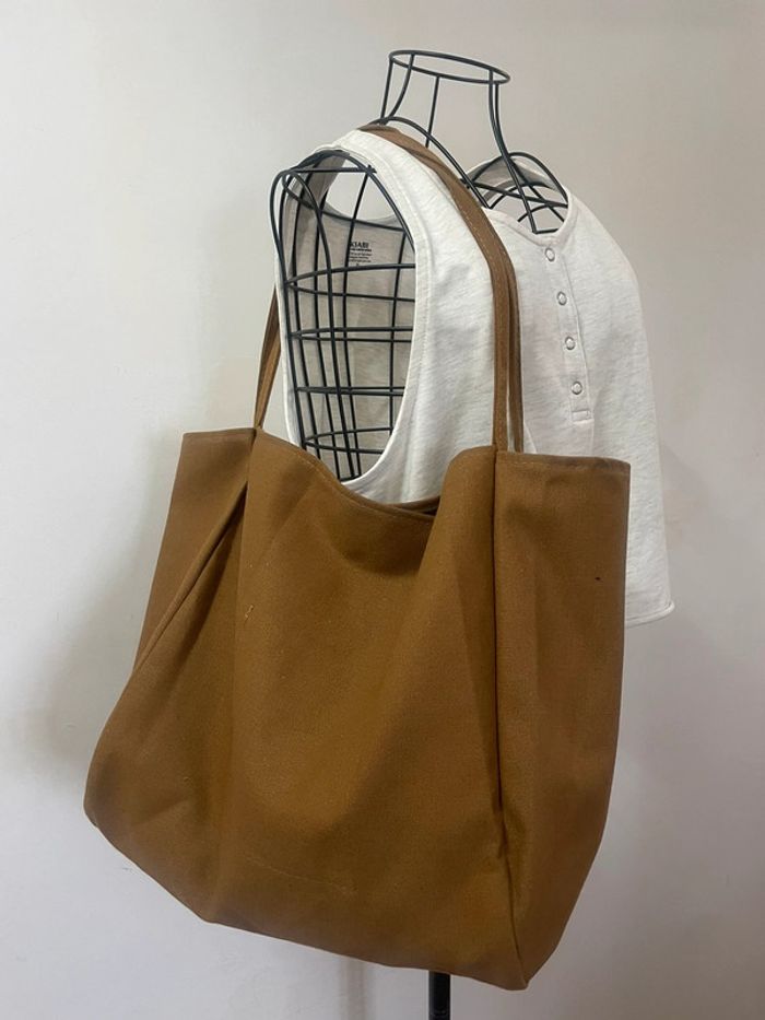 Sac à bandoulière marron décontracté en toile très résistant et de grande capacité - photo numéro 5
