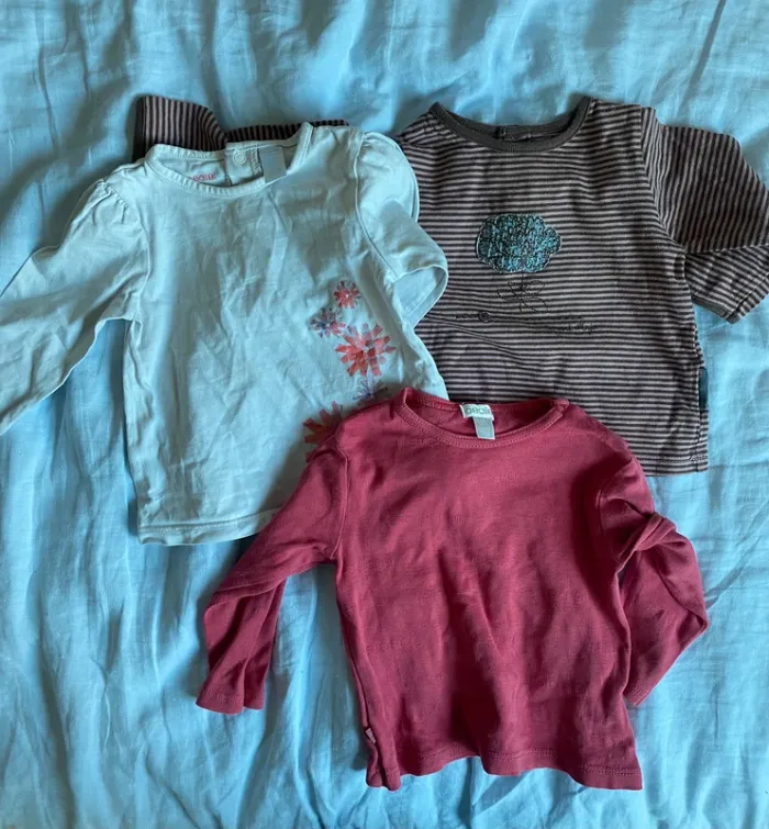 Lot 3 tee shirt manches longues 12 mois