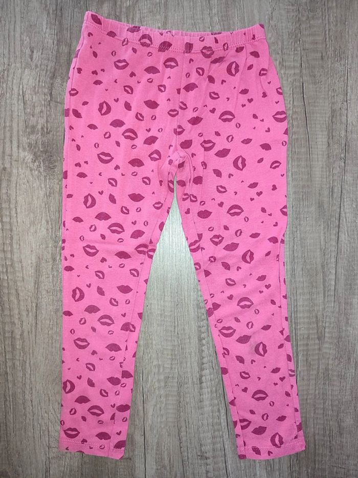 Legging 5 ans In Extenso rose avec des lèvres