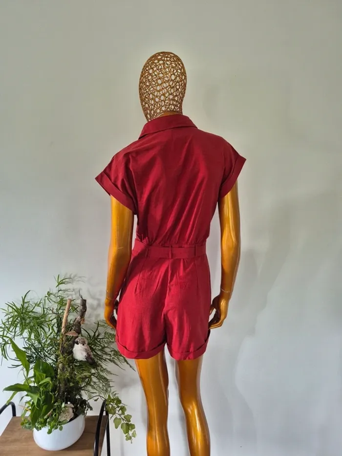 Combishort Brique Avec Poches et Ceinture Femme Taille S/36 - photo numéro 2