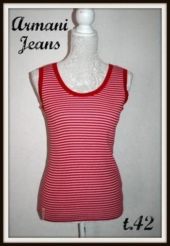 Débardeur Armani Jeans rayé rouge/blanc t.42