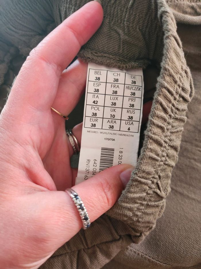 Sympathique Pantalon fluide de couleur Kaki de marque Promod et de taille 38 - photo numéro 7