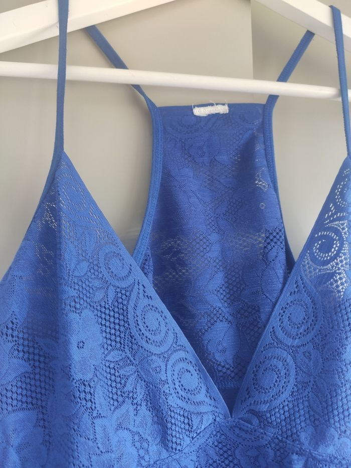 H&M top débardeur bleu dentelle M - photo numéro 3