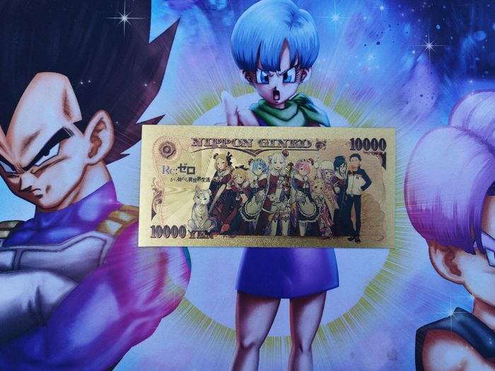 Billet Ram Rem Re:zero card rare Collector Gold doré carte ticket Goodies Banknote - photo numéro 2
