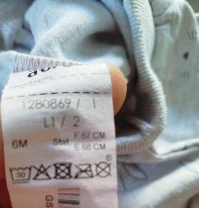 👶 Pantalon gris clair motif lapin – Taille 6 mois (Sucre d’Orge) - photo numéro 4