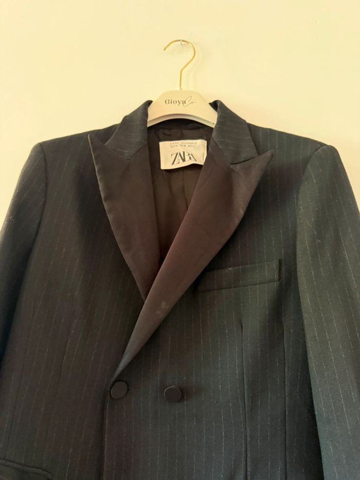 Veste longue noire à rayures Zara - photo numéro 5