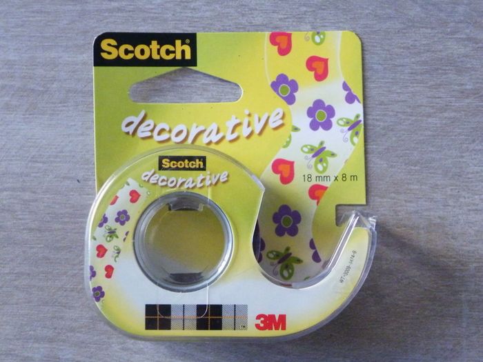 Ruban adhésif Scotch decorative imprimé coeurs fleurs papillons