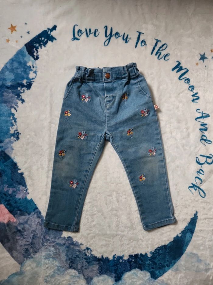 Jean In Extenso 80 cm bleu fleurs brodées 🌸