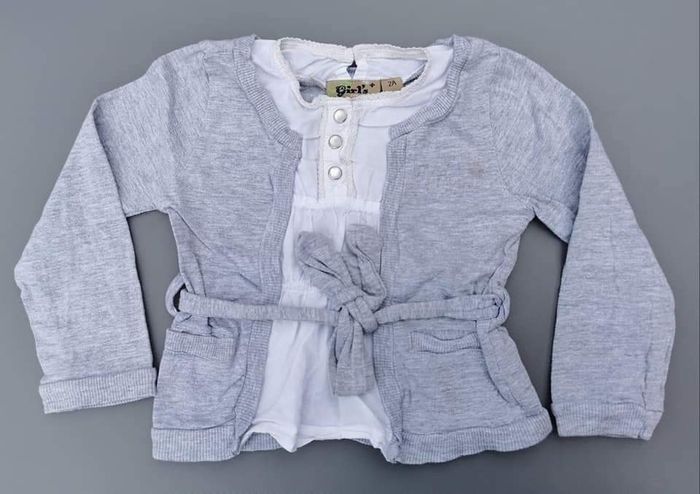 Gilet 2 ans fille gris et blanc girl wear
