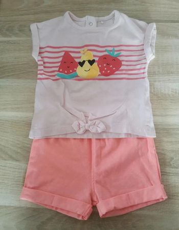 Ensemble t-shirt et short bébé fille 12 mois comme NEUF