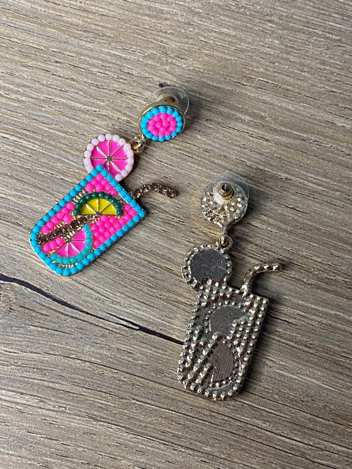Paire de boucles d oreilles cocktail acier perlé tendances - photo numéro 5