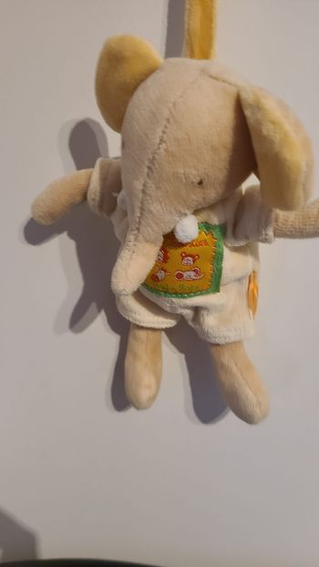 ELEPHANT MOULIN ROTY DOUDOU LES LOUSTICS GRELOT ATTACHE PELUCHE 20 CMS