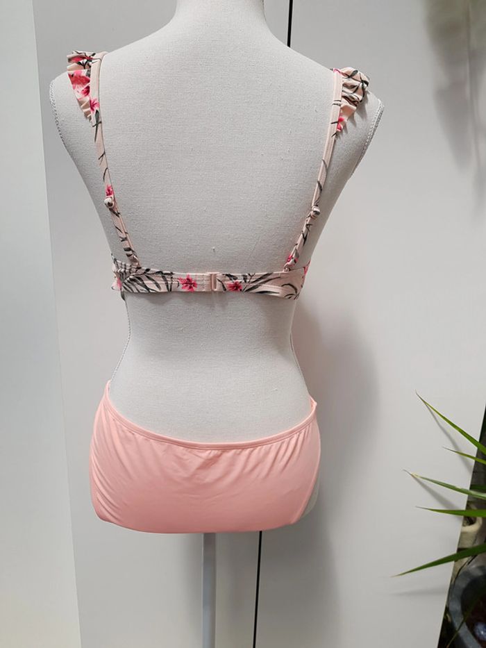 Maillot De Bain Avec Volant Et Fleurs Abricot Rose - photo numéro 5
