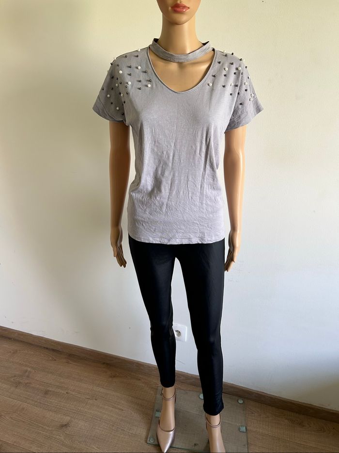 Teeshirt gris à manches courtes Morgan taille L bon état - photo numéro 3