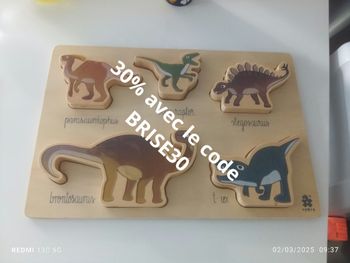 Puzzle dinosaures en bois 3 D