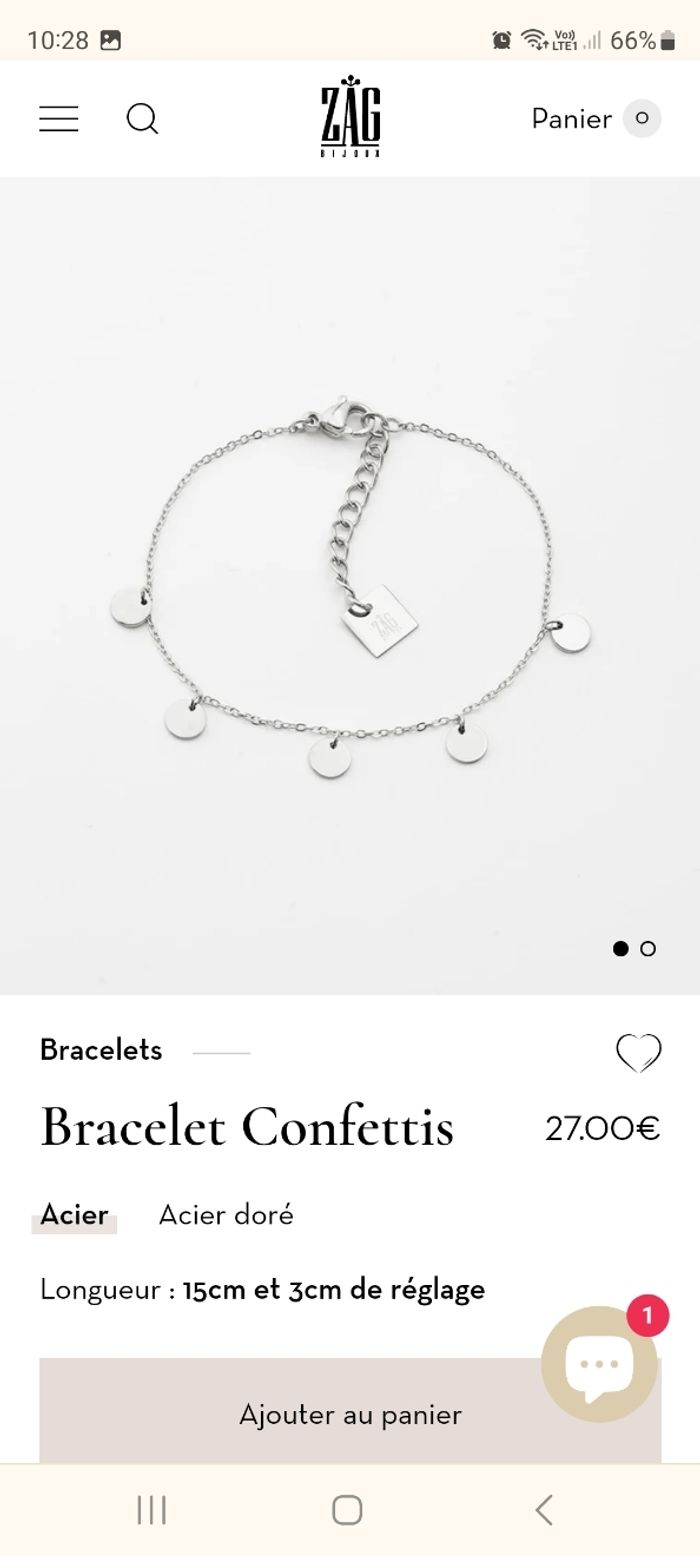 Bracelet en argent avec breloques neuf zag bijoux