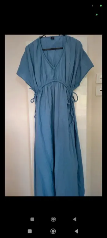 Robe longue en lin bleu Kiabi 36