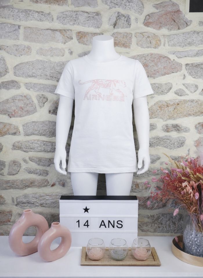 T-shirt manches courtes blanc Fille taille 14 ans marque Airness 🦜 - photo numéro 1