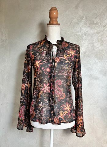 Blouse transparente bohème fleurs manches évasé Forever 21