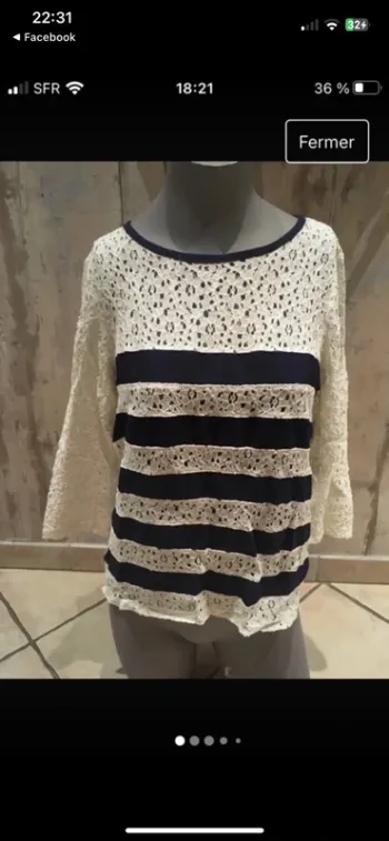 Superbe blouse en dentelle en 40 de chez La Redoute excellent état